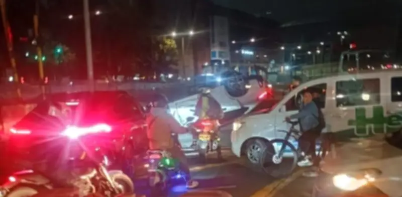 Accidente vial en Suba: vehículo volcado en calle 100 con carrera 53 genera caos vehicular