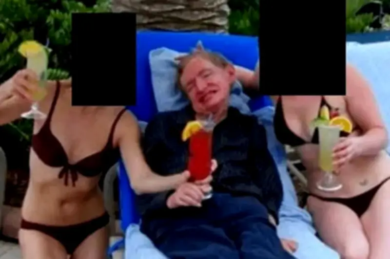 Archivos de Epstein revelan foto de Stephen Hawking con dos mujeres en traje de baño