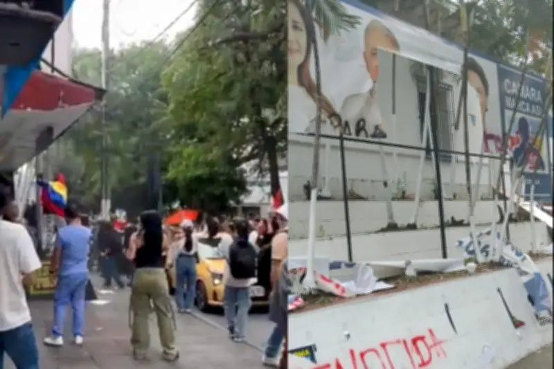 Ataque a sede del Centro Democrático en Neiva durante protestas por salario mínimo