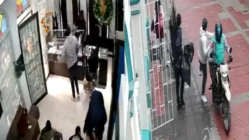 Atraco millonario en joyería de Chiquinquirá: tres ladrones sin cubrir rostros huyen en motos