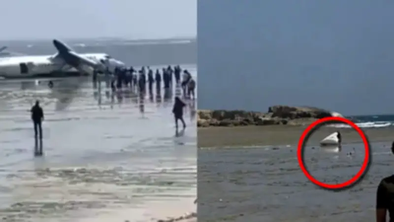Avión con 55 pasajeros se estrella en playa tras despegar; sobrevivientes reportados