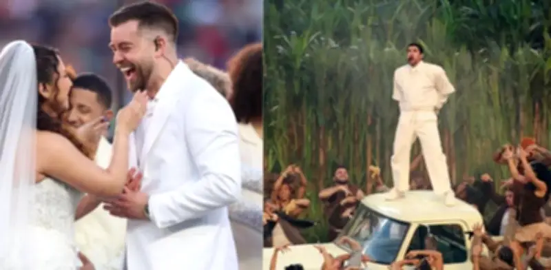 Bad Bunny sorprende a pareja de enfermeros con boda en el Super Bowl LX