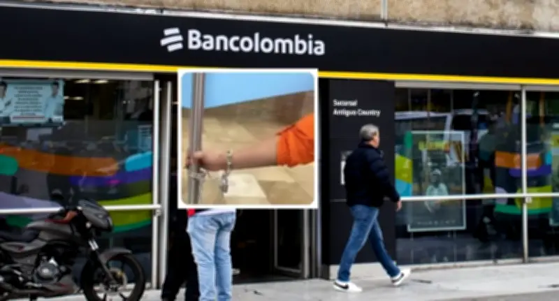 Bancolombia responde tras viralización de video de mujer encadenada en sucursal de Villavicencio