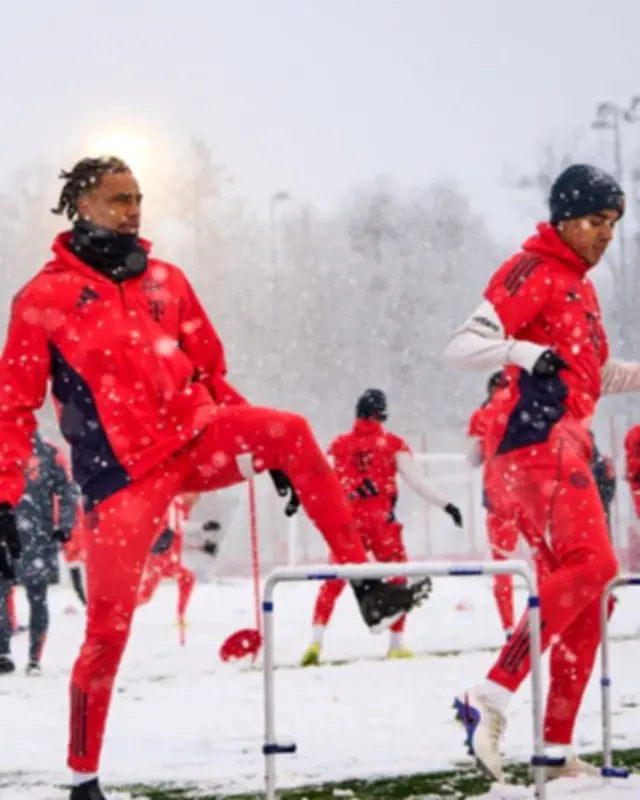 Bayern Múnich entrena bajo intensa nevada con Luis Díaz adaptándose al frío alemán