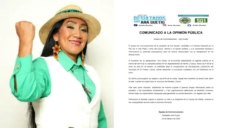 Candidata a la Cámara por el Cauca desaparece en zona de conflicto, segundo caso en una semana