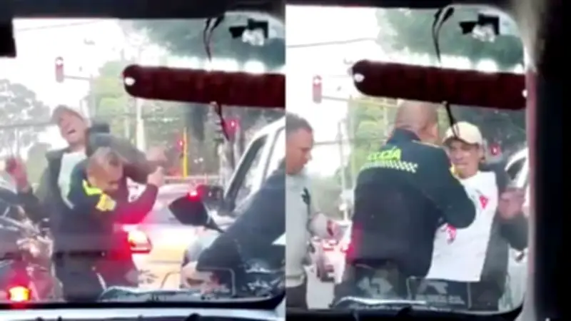 Ciudadano agrede a policía en Bogotá tras llamada de atención por maniobra vial