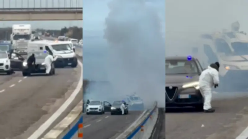 Comando asalta furgones blindados en Italia con espectacular operación en carretera