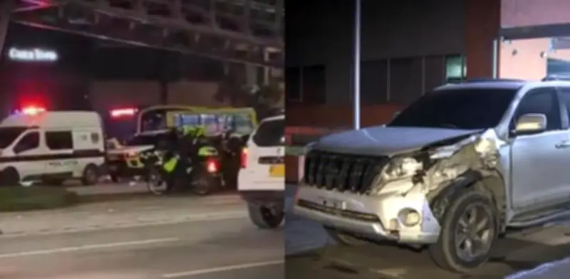 Delincuentes roban camioneta de lujo en Bogotá, huyen en contravía y chocan con bus de TransMilenio
