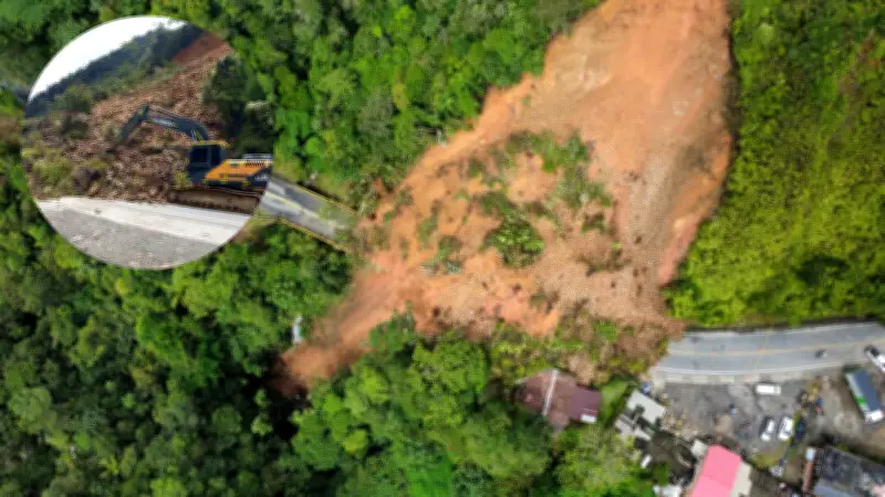 Derrumbe en San Luis bloquea autopista Medellín-Bogotá por hasta cuatro días