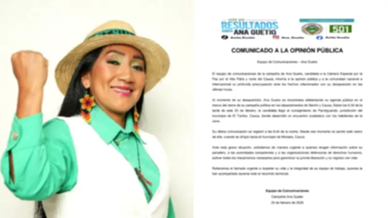 Desaparece candidata a la Cámara en el Cauca en plena campaña electoral