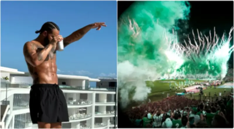 Drake genera revuelo en Colombia al mostrar escudo de Atlético Nacional en su casa