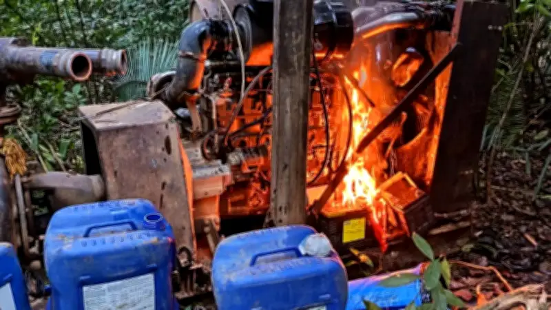 Ejército destruye unidad ilegal de producción de oro en Chaparral, Tolima