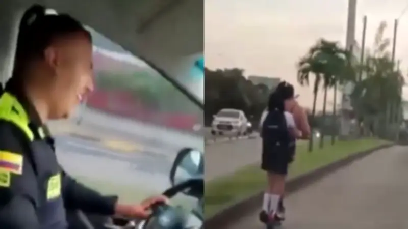Escándalo en Cali: Policías se burlan de mujer y niña en patineta por carril del MÍO