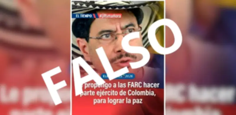 Falsa imagen de EL TIEMPO atribuye a Iván Cepeda propuesta de integrar disidencias de las Farc al Ejército