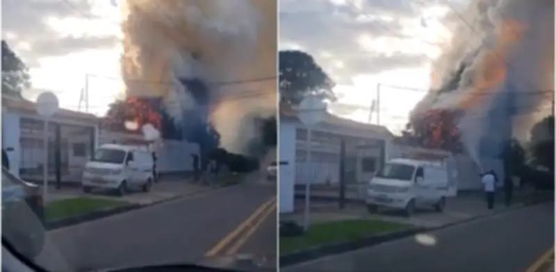 Grave incendio en el barrio Santa Bárbara de Bogotá moviliza a Bomberos Oficiales