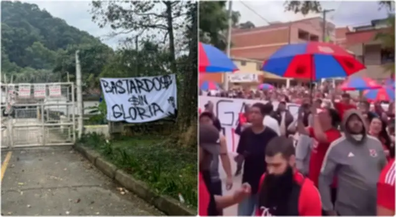 Hinchas de Independiente Medellín protestan por pésimo rendimiento del equipo en 2026