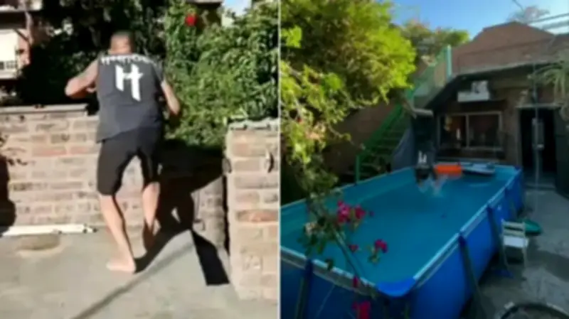Hombre queda inconsciente al imitar salto de Charly García desde terraza a piscina