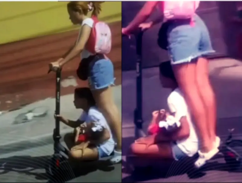 Imprudencia extrema en Barranquilla: Mujer transporta dos niños en patineta eléctrica por Calle 30