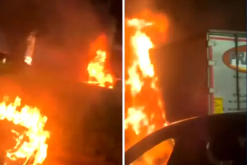 Incendio de camión en vía Cajicá-Chía genera caos vial en hora pico matutina