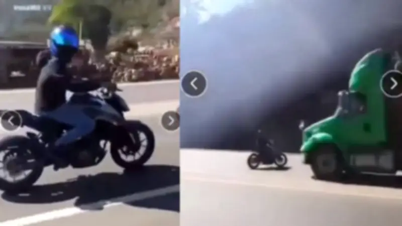 Joven motociclista muere en choque frontal contra camión en Honduras; amigo grabó el accidente