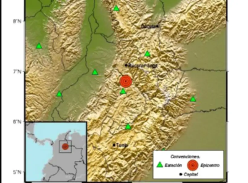 Nuevo sismo de magnitud 3.3 sacude Santander con epicentro en Los Santos