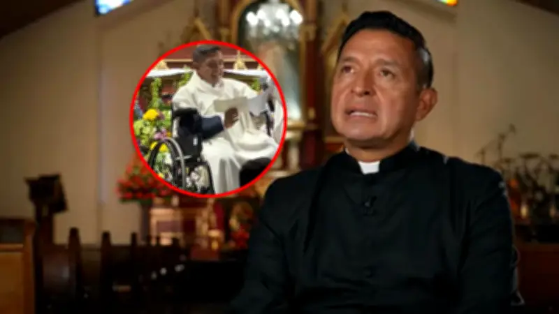 Padre 'Chucho' reaparece en silla de ruedas tras triple cirugía y revela hallazgo de masa abdominal