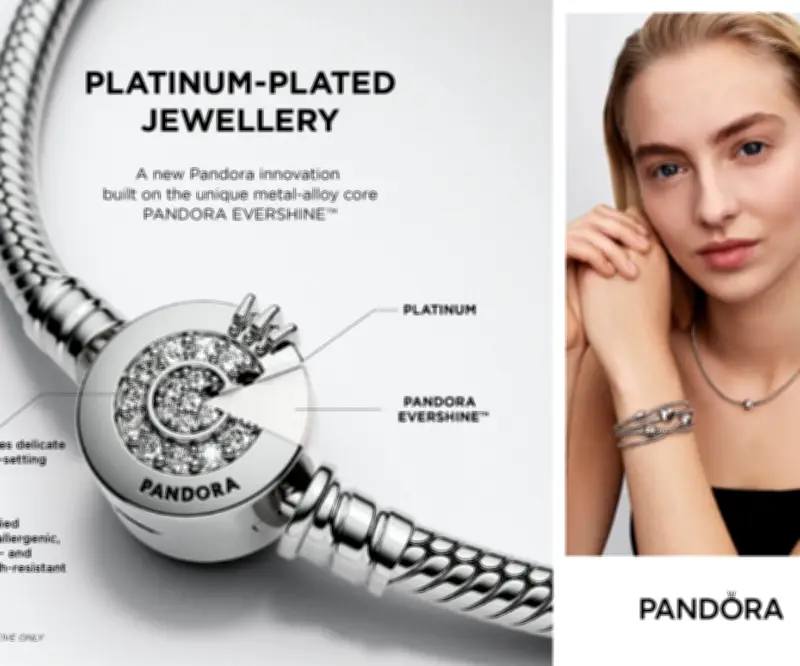 Pandora lanza joyería con baño de platino y es reconocida como la marca más sostenible del mundo
