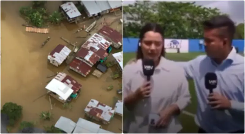 Periodista de Win Sports rompe en llanto en transmisión por inundaciones en Córdoba