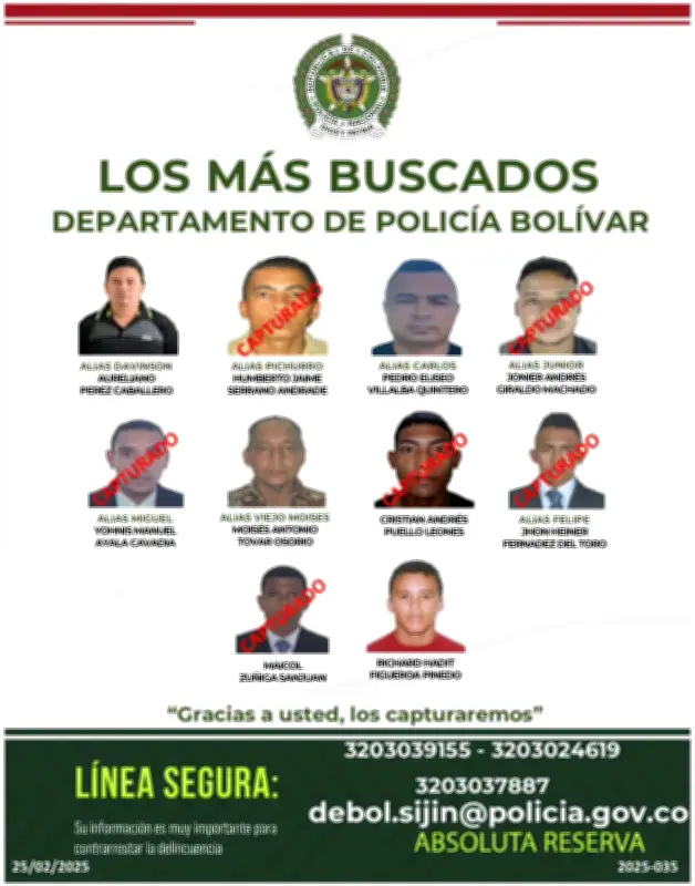 Policía de Bolívar intensifica capturas de delincuentes con apoyo ciudadano y cartel de buscados