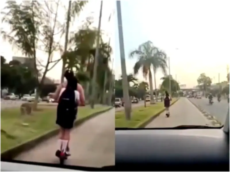 Policía de Cali investiga a dos uniformados por acoso a mujer y su hija en patineta eléctrica