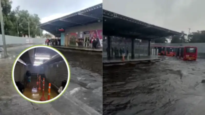 Portal 80 de Bogotá se convierte en río tras diluvio: TransMilenio colapsa por inundaciones