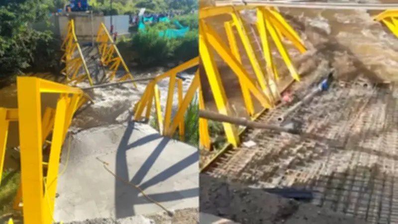 Puente metálico colapsa en Boyacá: obreros heridos y caídas al río en Moniquirá