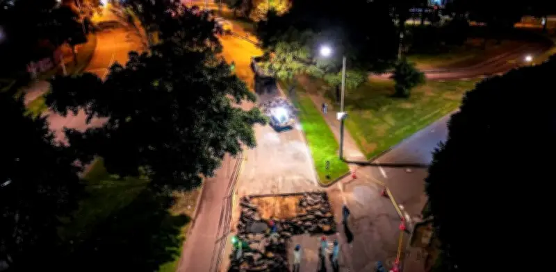 Recuperación vial en Carrera Séptima de Bogotá alcanza 80% de avance en obras nocturnas