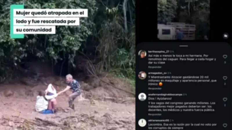 Solidaridad rural rescata a docente atrapada en deslizamiento en Garzón