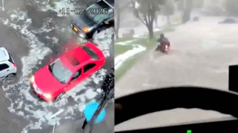 Tormenta con granizo inunda vías clave del norte y occidente de Bogotá