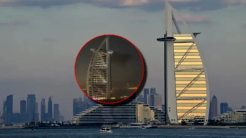 Tras ataques de Irán, dron causa incendio en el lujoso hotel Burj Al Arab de Dubái