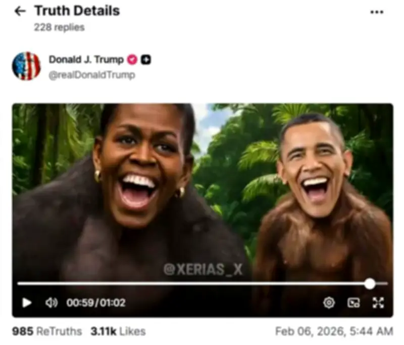 Trump se niega a disculparse por video racista que representa a los Obama como simios