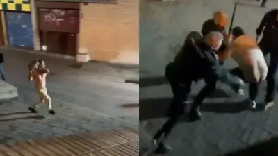 Colombianos agreden a policías en España con golpes y ladrillo: video capta brutal ataque