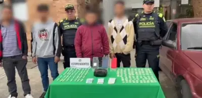 Cuatro hombres capturados tras intentar huir de control policial en Engativá con drogas