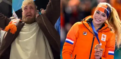 Jake Paul llora de emoción tras triunfo olímpico de su novia Jutta Leerdam en patinaje