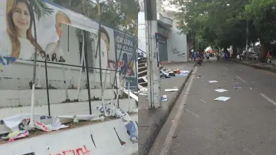 Vandalizan sede del Centro Democrático en Neiva durante protestas por salario mínimo