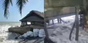 El mar 'devora' más de 60 metros de playa en Palomino, La Guajira, tras intensas lluvias