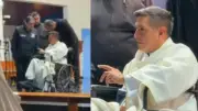 El Padre Chucho reaparece en silla de ruedas tras operación, mientras continúa su ministerio