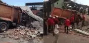 Grave accidente en La Estrella, Antioquia: volqueta impacta empresa y deja un muerto