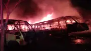 Incendio intencional destruye 21 buses del antiguo operador de Metrolinea en Santander