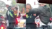 Violenta agresión a policía en Bogotá: sujeto golpea y patea a uniformado en vía pública