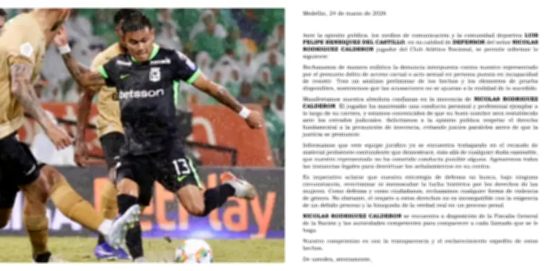 Abogado de denunciante revela detalles del caso contra Nicolás Rodríguez de Atlético Nacional