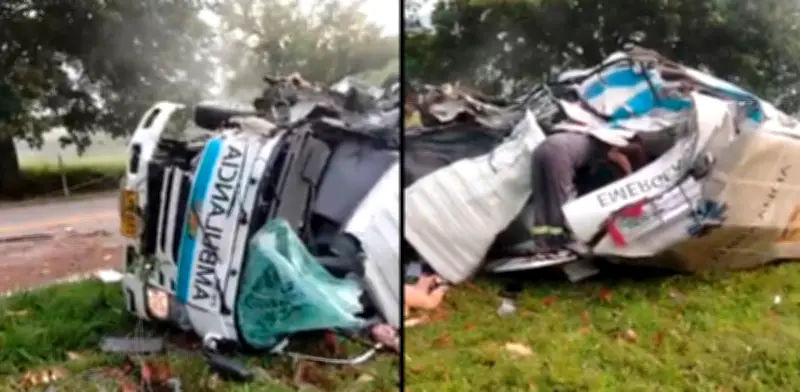 Ambulancia colisiona en vía Cisneros-Puerto Berrío: cuatro heridos tras aparatoso accidente en Antioquia