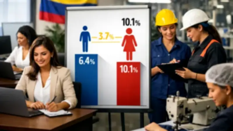 Brecha laboral femenina persiste en Colombia con 3,7 puntos más de desempleo que hombres