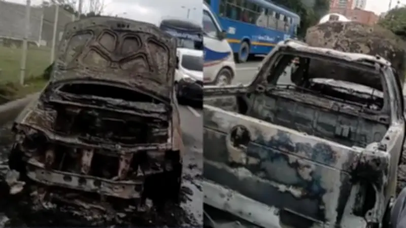 Camioneta se incendia en avenida Boyacá: conductor pierde su herramienta de trabajo